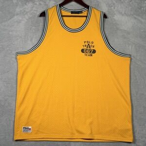 Polo Ralph Lauren Mesh Tank Top Shirt Mens XXL Yellow Track Team Jersey